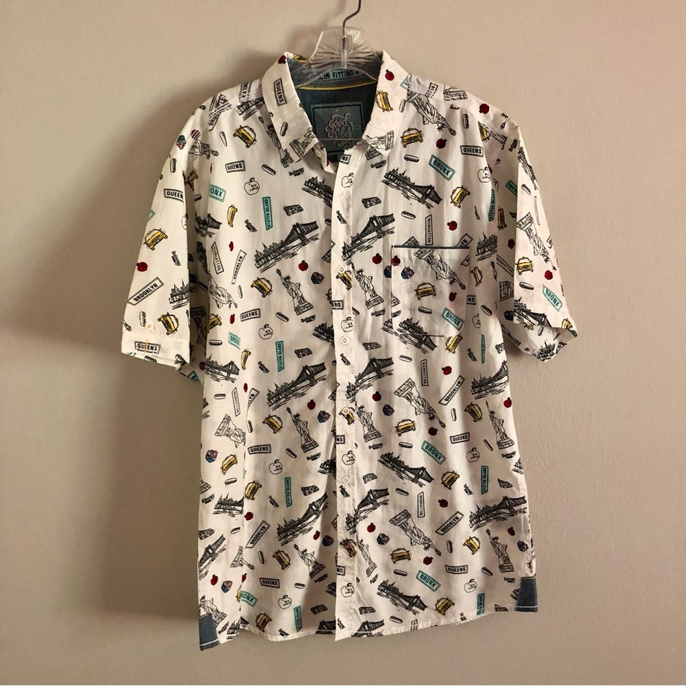 NWOT Good Vibes by Drill New York City Short Sleeve Button Down Shirt